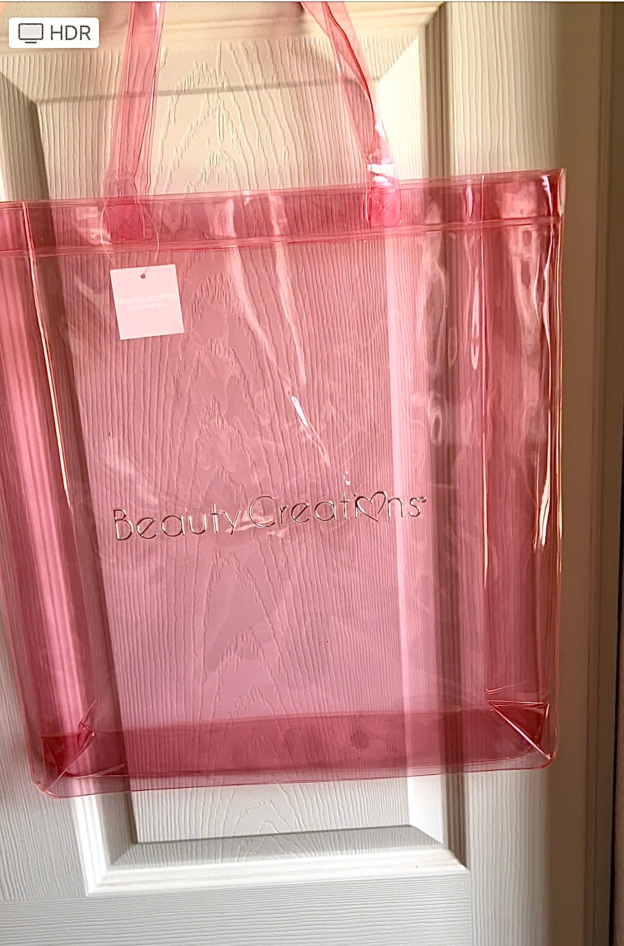Pink clear tote bag