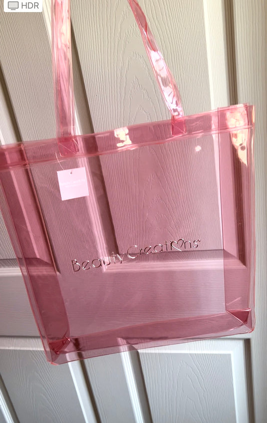 Pink clear tote bag