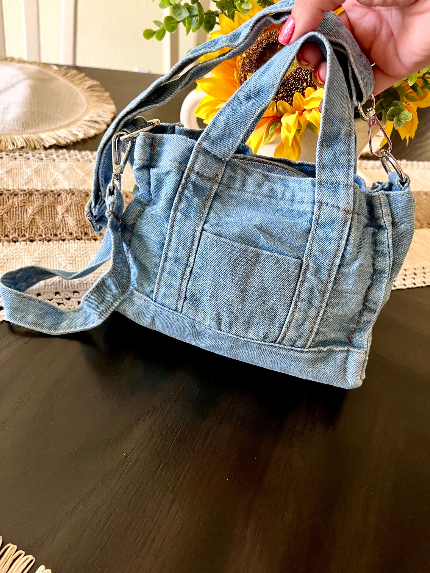 Mini denim crossbody